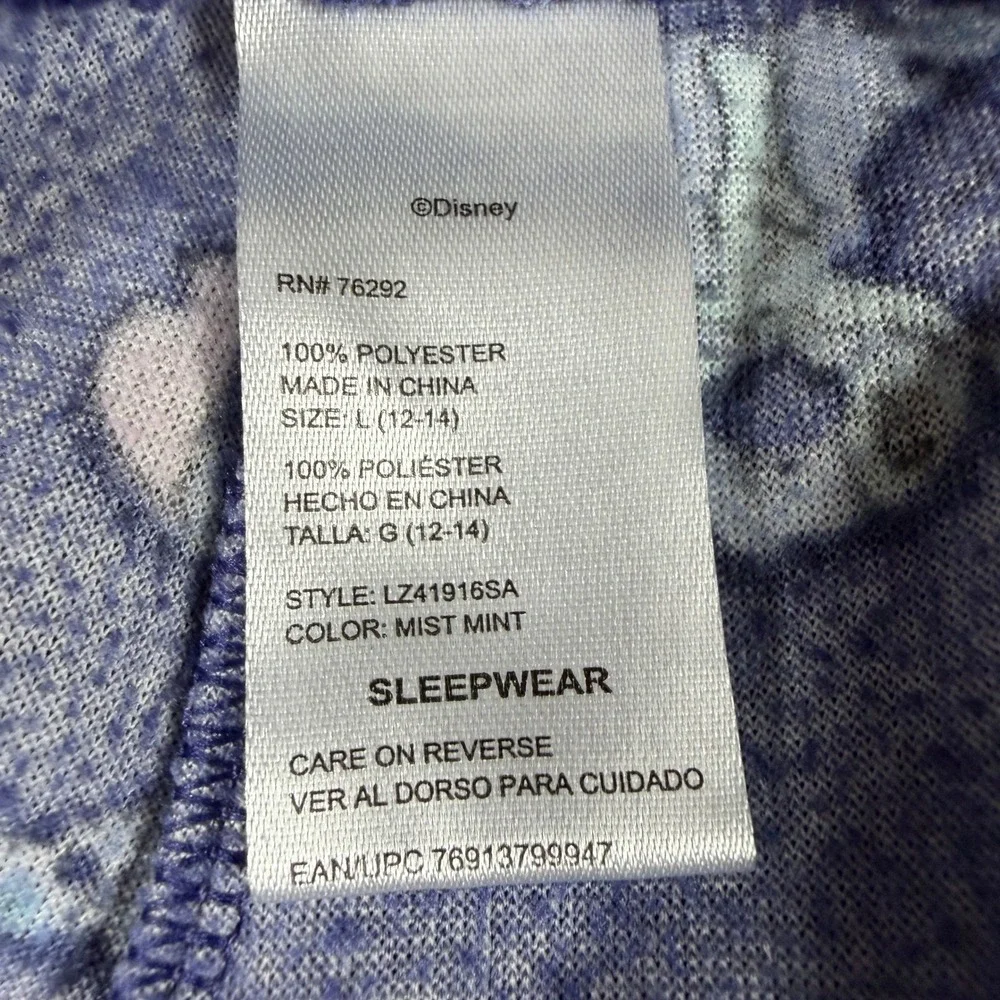 Disney‎ Lilo & Stitch Purple Fleece Pajama Pants Sleepwear Large 12-14 LZ41916SA